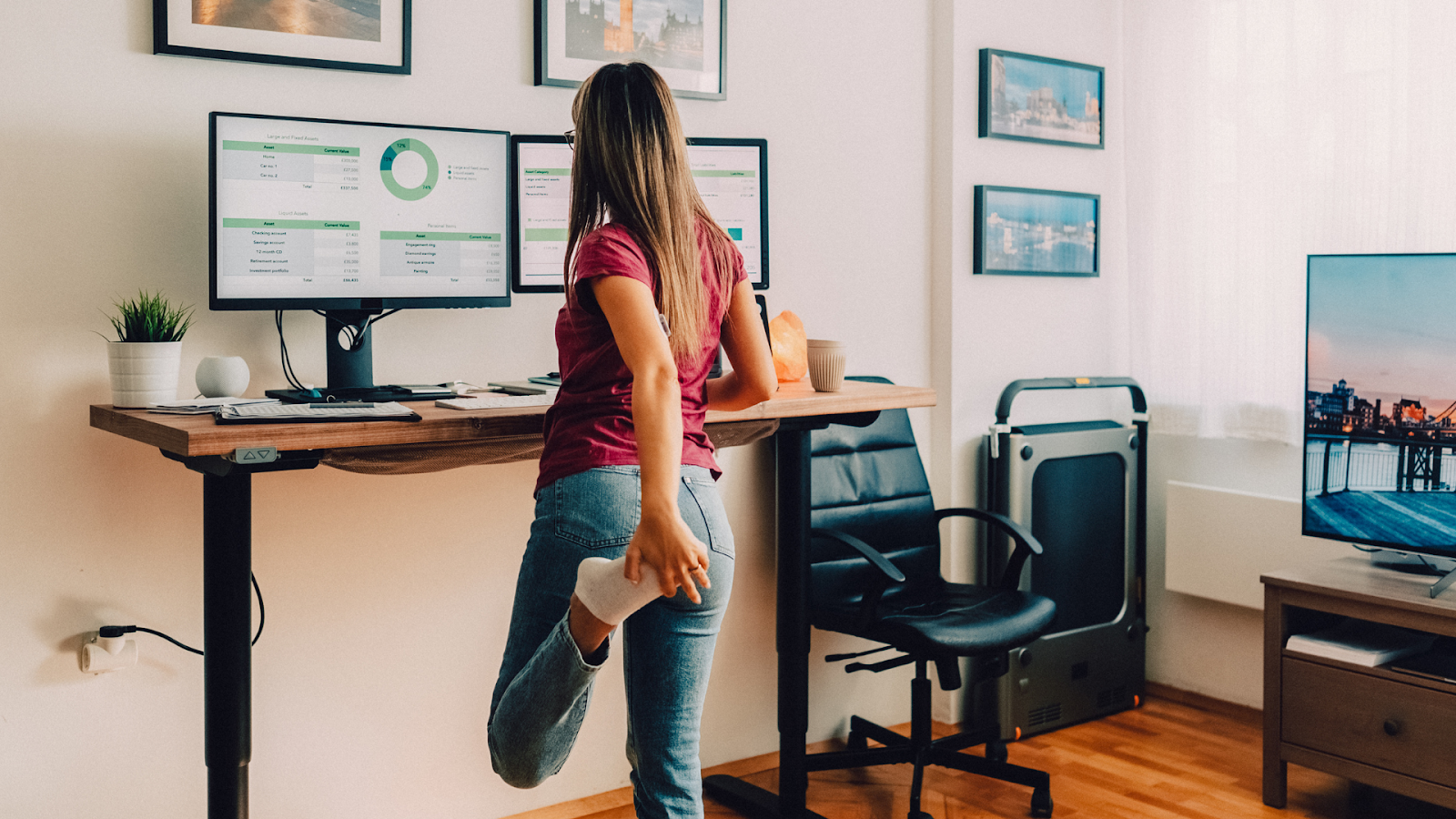 Woman working at standing desk