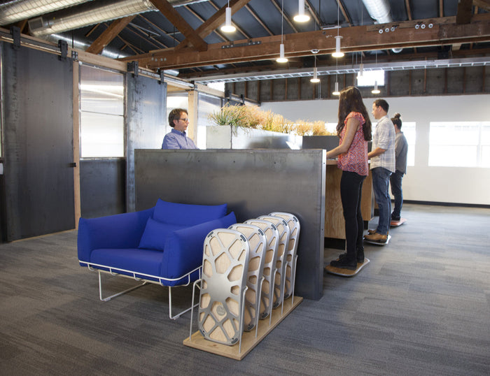 Working at a standing desk